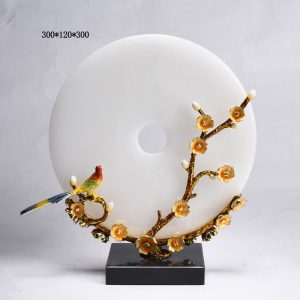 Chim khuyên đậu cành mai đồng điếu ngọc