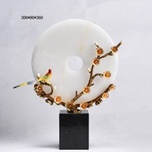 Chim khuyên đậu cành mai đồng điếu ngọc