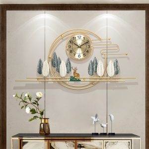 Tranh đồng hồ treo tường hươu nai
