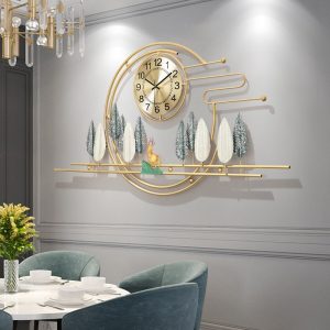 Tranh đồng hồ treo tường hươu nai