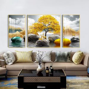Bộ tranh pha lê hươu và núi