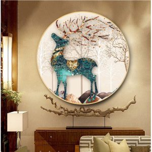 Tranh linh vật phong thủy hình tròn