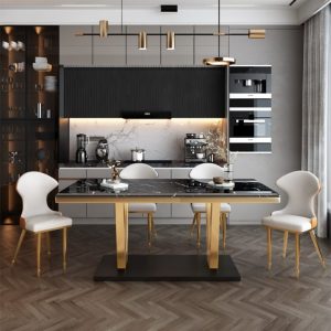 Bộ bàn ăn chân chữ V sang trọng trang trí khách sạn