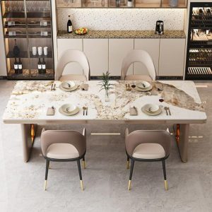 Bộ bàn ăn mặt đá phiến sang trọng được ưa chuộng