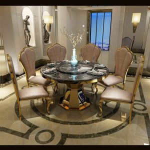 Bộ bàn ăn mặt đá hoa cương phong cách Châu Âu