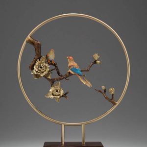 Đôi chim khuyên bằng đồng trang trí quầy kệ đẹp