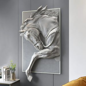 Tranh treo tường ngựa chạm nổi chất liệu bền bỉ