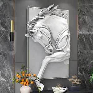 Tranh treo tường ngựa chạm nổi chất liệu bền bỉ