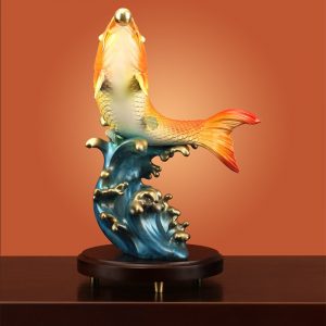 Tượng cá chép hóa rồng trang trí phòng khách bằng đồng