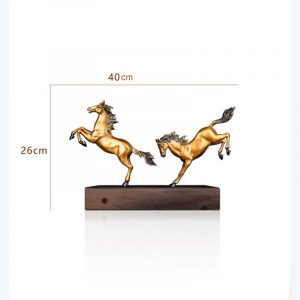 Tượng song mã trang trí chất liệu đồng