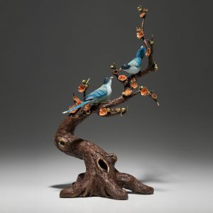 Đôi chim hỷ tước đậu cành mai bằng đồng đẹp