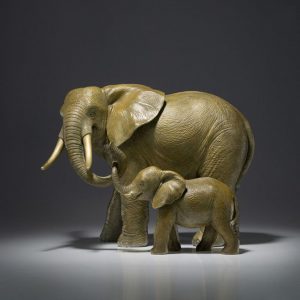 Cặp voi mẹ con bằng đồng cao cấp chất liệu bền bỉ