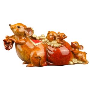 Tượng chuột kéo túi tiền phong thủy để bàn