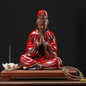 Thác khói trầm hương đèn Led kết hợp tượng Quan Âm