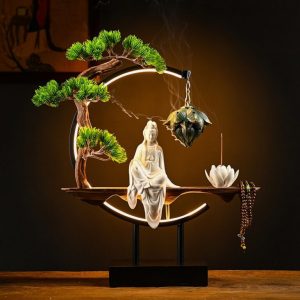 Thác khói trầm hương tượng Quan Âm phong thủy CD2027