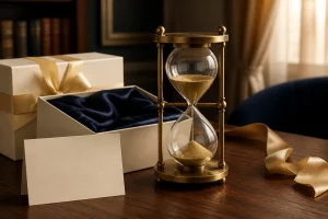 Đồng hồ cát khung đồng được gói làm quà tặng tinh tế