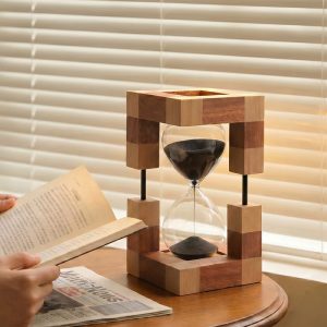 Đồng Hồ Cát Khung Gỗ Hình Khối