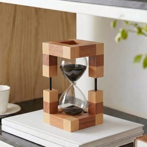 Đồng Hồ Cát Khung Gỗ Hình Khối