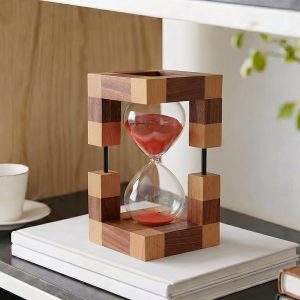 Đồng Hồ Cát Khung Gỗ Hình Khối