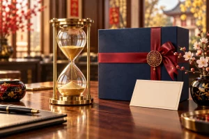 Đồng hồ cát cao cấp bên hộp quà Tết cho đối tác